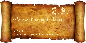 Rácz Maximilián névjegykártya